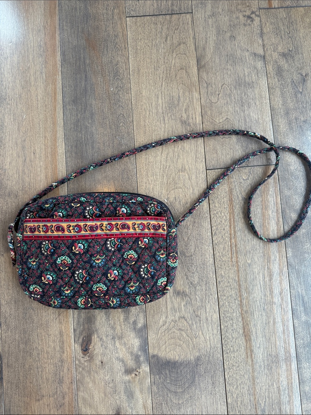 Vera Bradley Black Multi Quilted Floral Crossbody